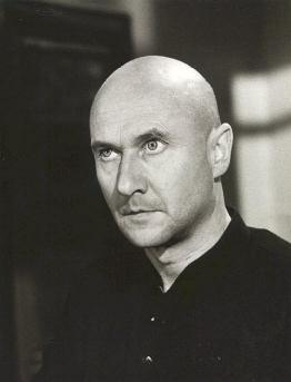 Pleasence with a sinister stare